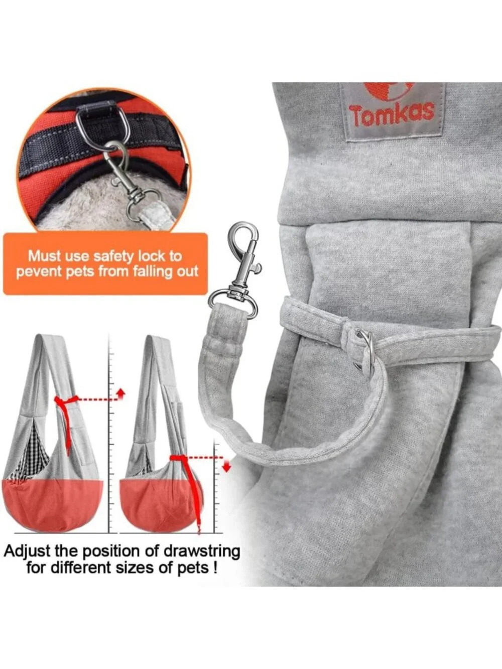 Cozy Small Pet Sling Carrier for Dogs & Cats - Soft Crossbody Travel Bag, Gray